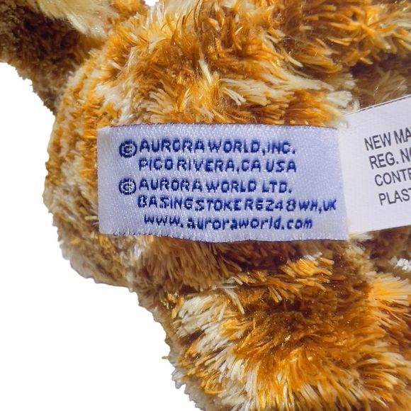 Aurora Gigi Giraffe Plush Beanbag Brown Mini Stuffed Animal 9" Toy - Picture 11 of 13